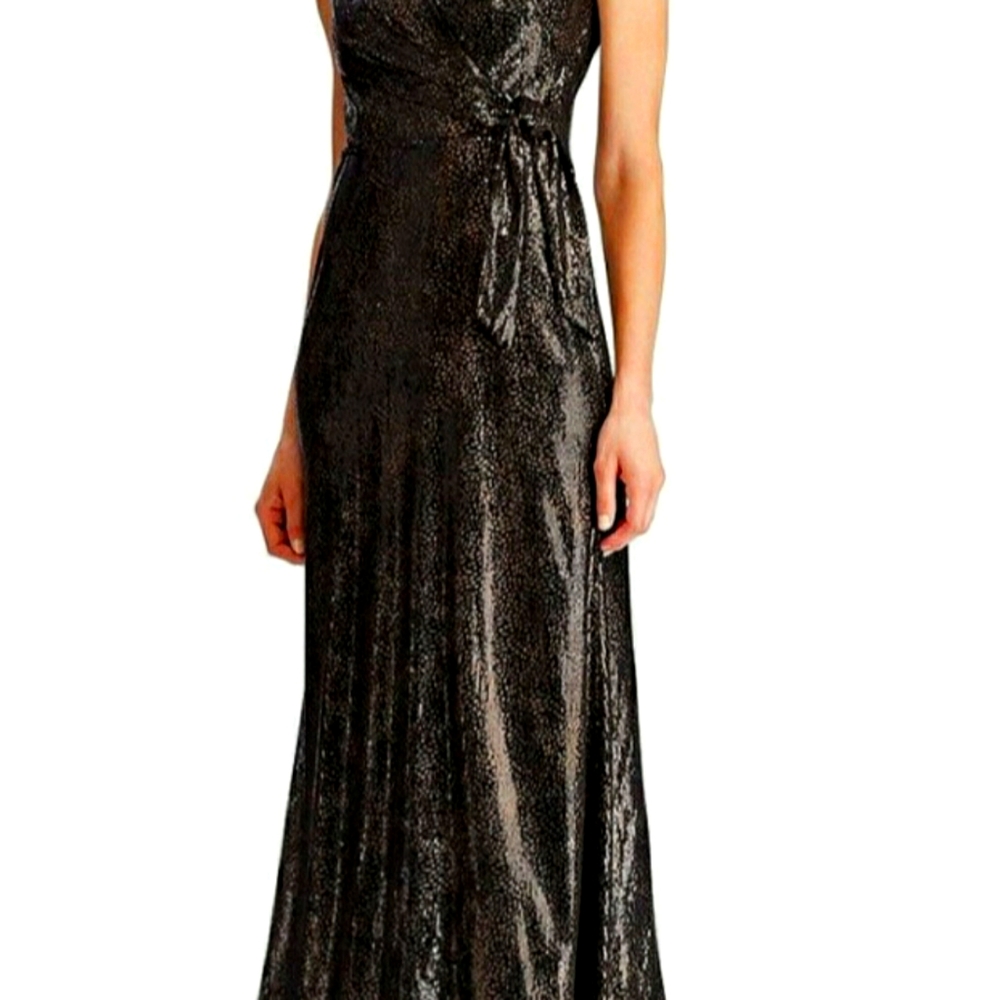 Lauren Ralph Lauren Sequined Faux-wrap Gown